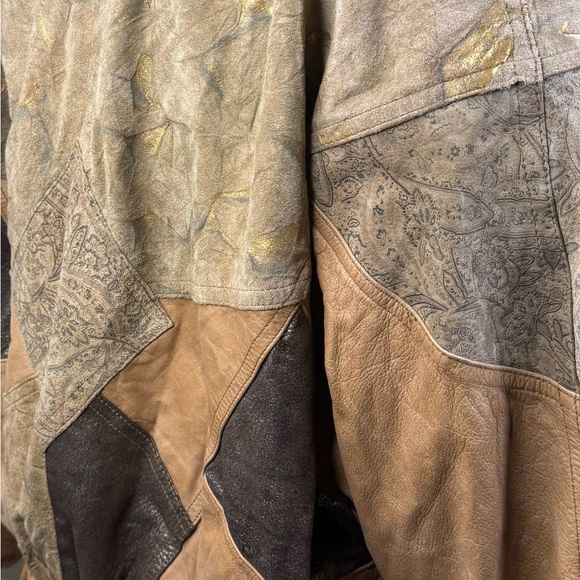 Patchwork Leather Bomber Jacket - Picture 7 of 14